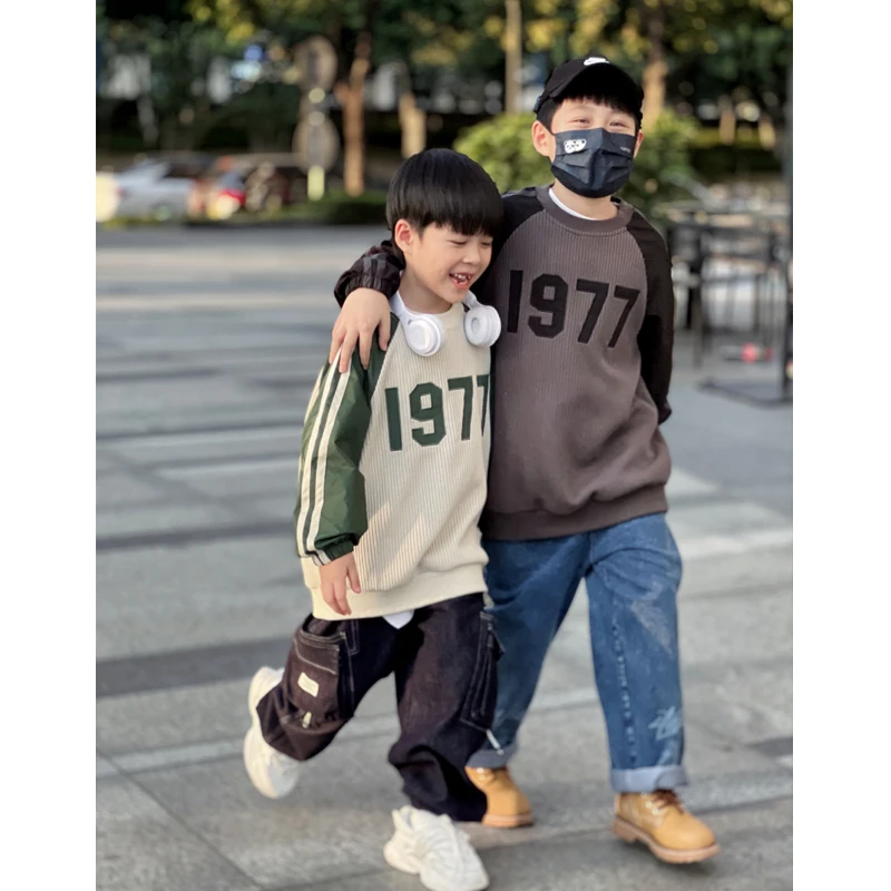 【现货48H】【韩拓童品】男童卫衣2022新款洋中大童洋气拼接卫衣