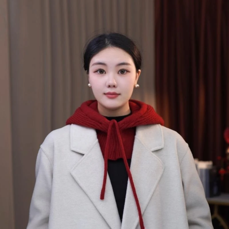 安格拉帽子围巾一体抽绳帽冬季新款拉法帽保暖柔软亲肤围巾