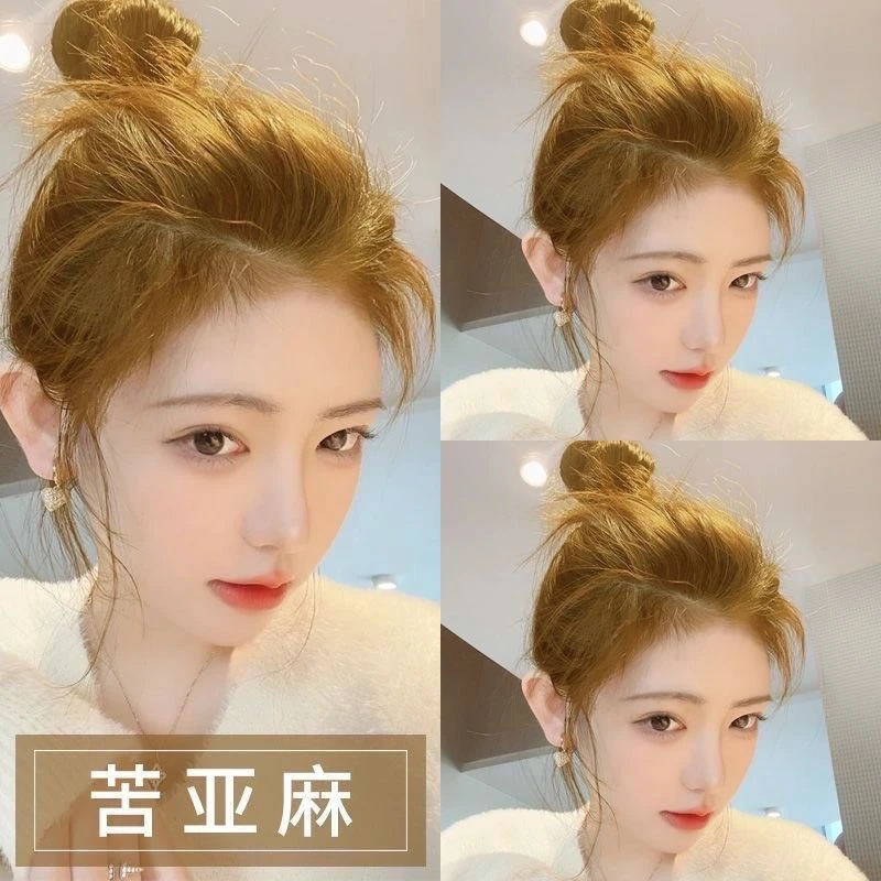网红苦亚麻染发剂膏女2023流行自己在家染奶茶灰棕黑茶复古不伤发