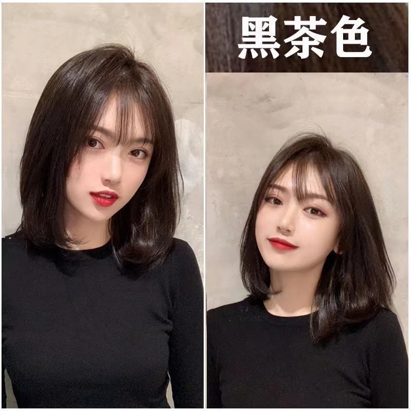 黑茶色染发剂膏自然黑染发剂染发膏流行色显白染发膏学生党不明显