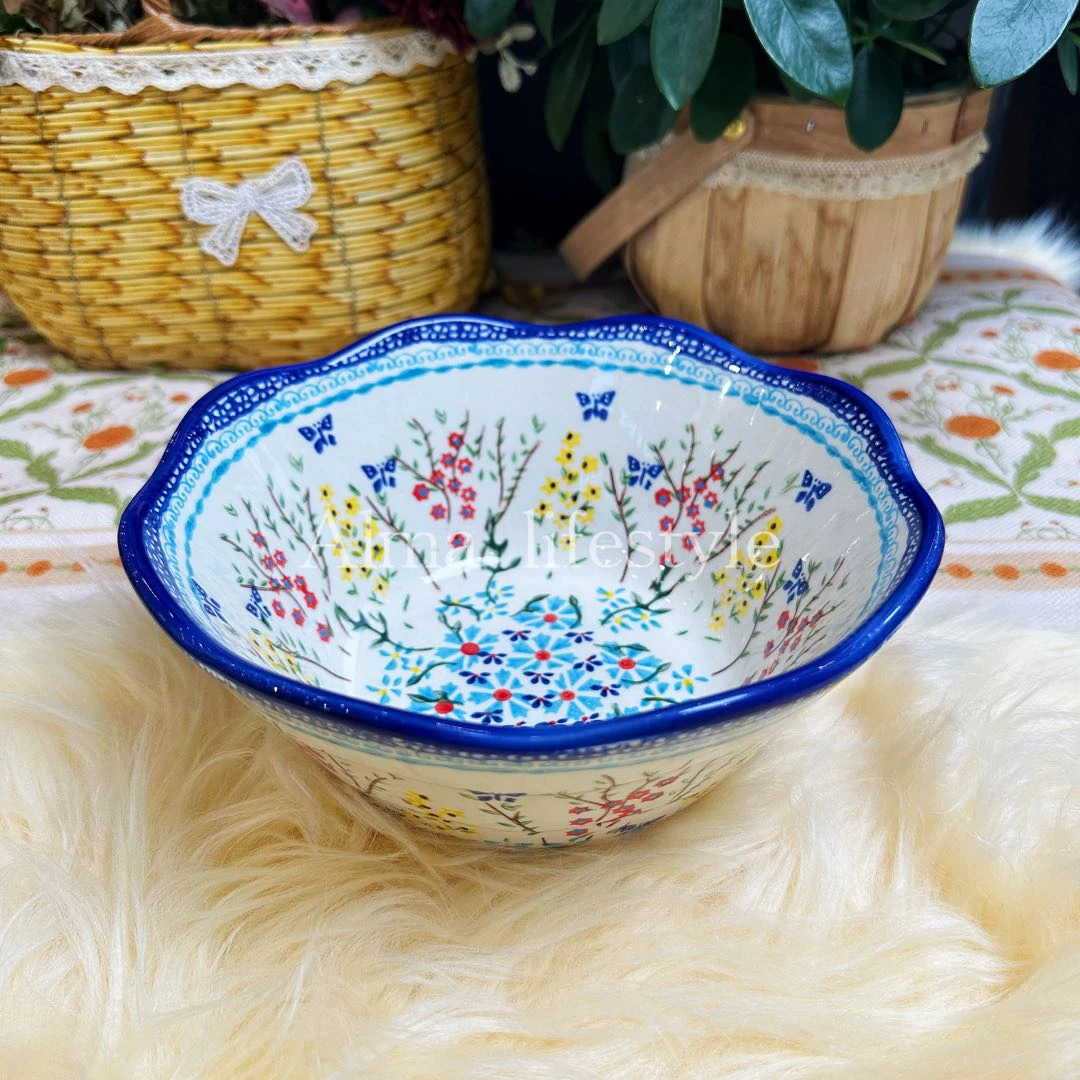 新疆包邮（草长莺飞）7.5斗笠家用面碗手绘陶瓷泡面碗 大碗  加厚