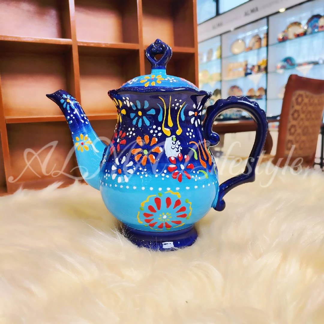 阿勒玛 新疆包邮【蓝贵茶壶】水壶·茶壶·新疆特色手绘复古1200ml