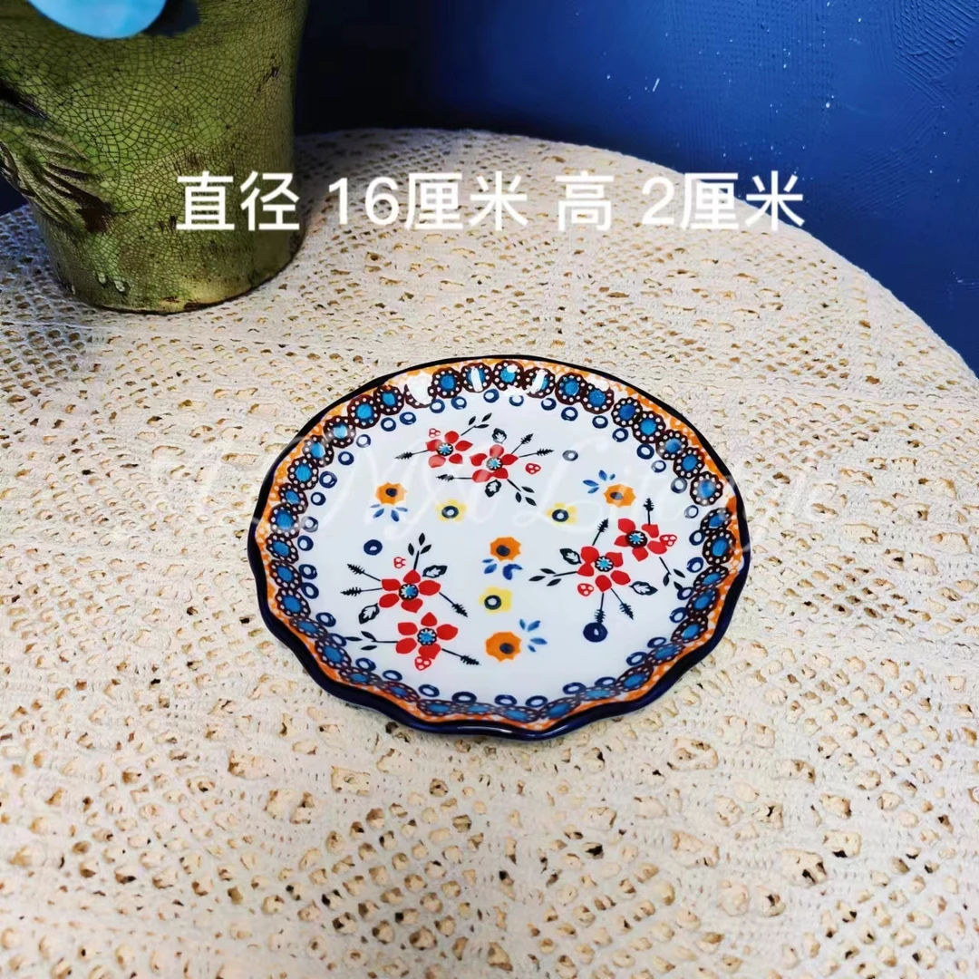 阿勒玛 新疆包邮【田园风情】手绘波浪边碟防烫耐磨加厚6寸小碟