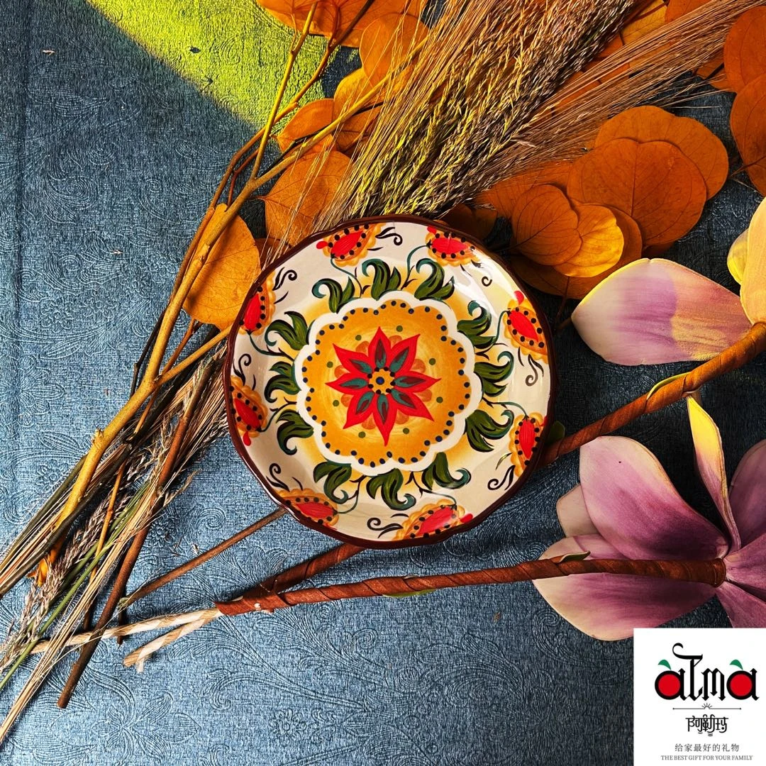 阿勒玛 新疆包邮【秋日花语】6寸加厚防烫轻奢餐具欧式小碟 6个
