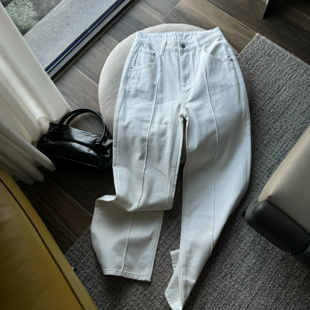 TOLDROLE/设计师休闲时尚百搭新款直筒水洗简约牛仔裤7637