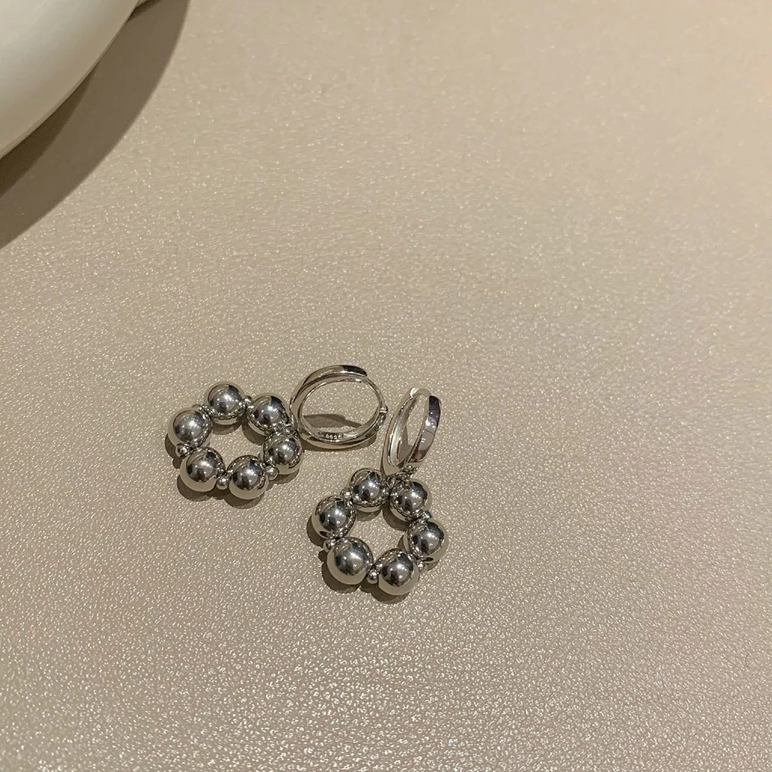 925银耳饰 925银钛钢珠耳环(理性消费)手工