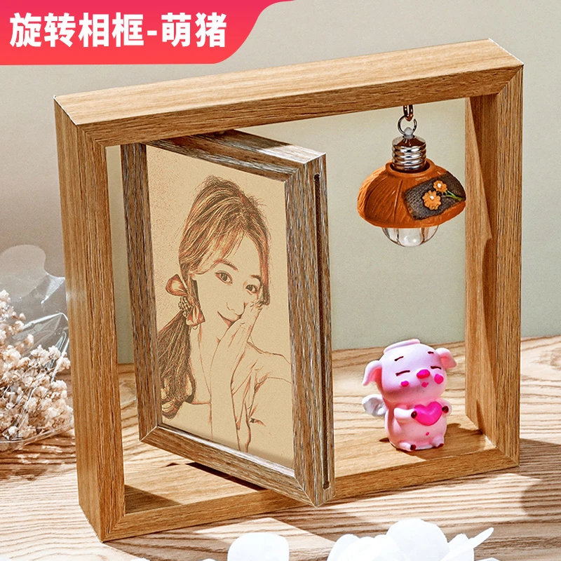 妇女节手工diy生日礼物木刻画照片定制创意礼品送女生女朋友老婆