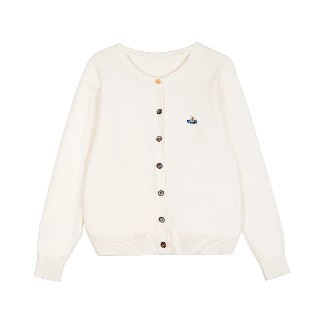 童趣飞碟简约时尚含6%绵羊毛针织开衫女