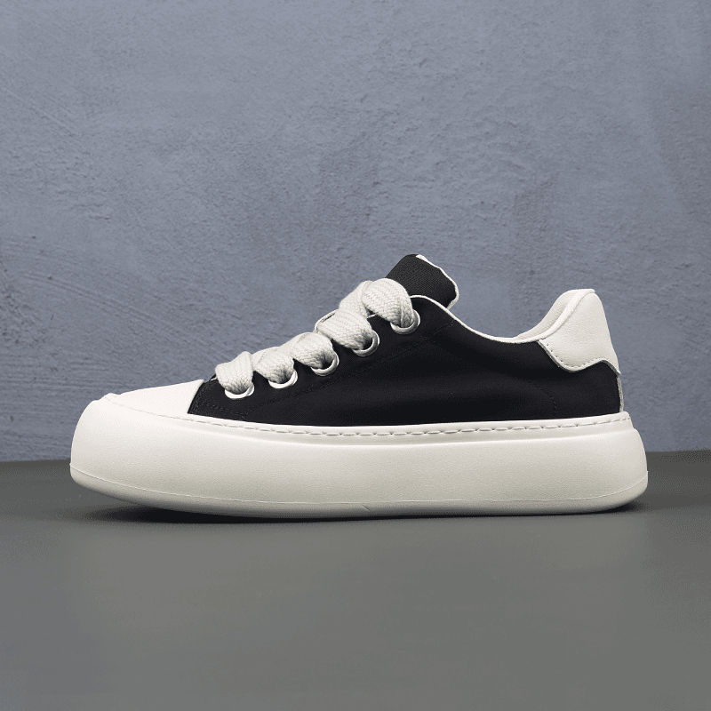 日系风简约男士帆布鞋潮时尚厚底轻便系带百搭夏季薄款透气布鞋