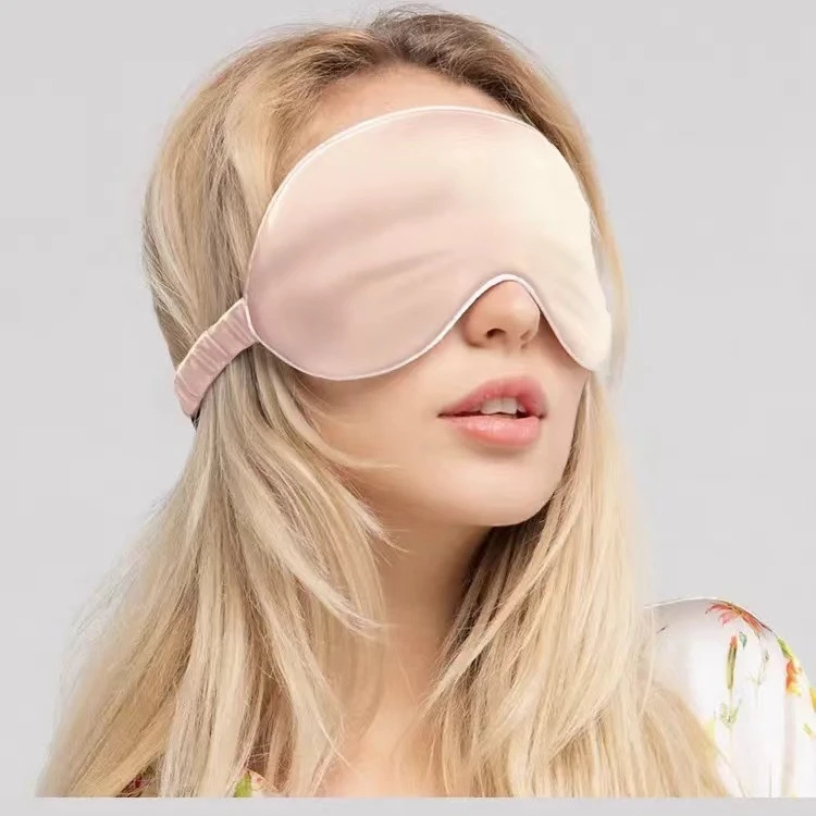 夏季丝滑100%桑蚕丝双面真丝眼罩睡眠遮光透气亲肤柔软质感不透