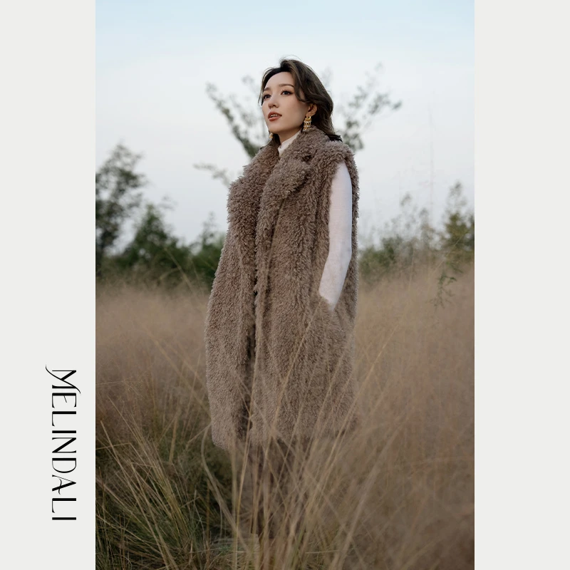 MelindaLi【西伯利亚冷杉】仿绵羊毛环保皮草马甲 慵懒风外套