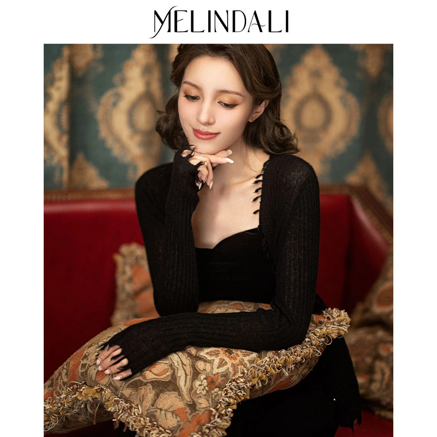 MelindaLi 秋季氛围感软黄金Baby羊绒流苏开衫锁温保暖针织