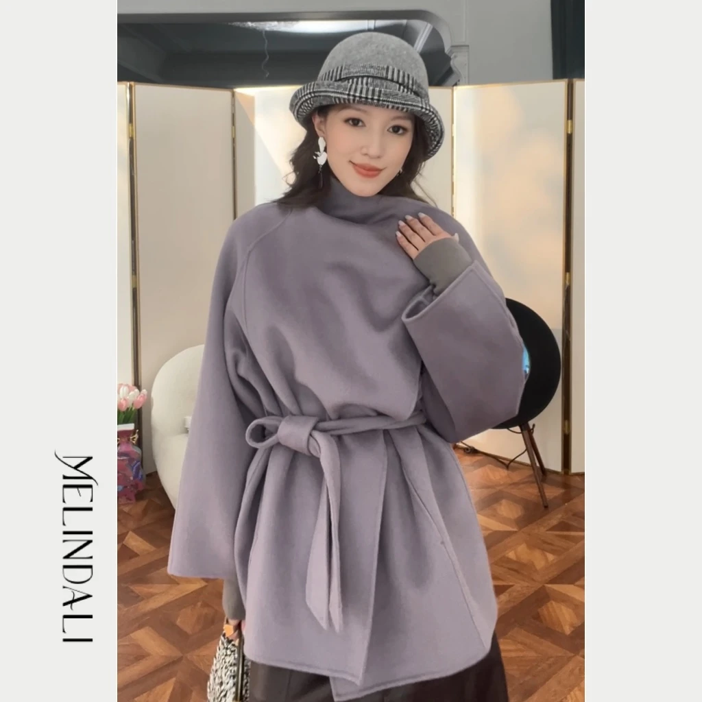 MelindaLi【紫气东来】冬季奢暖气质时髦短款羊毛大衣双面呢外套