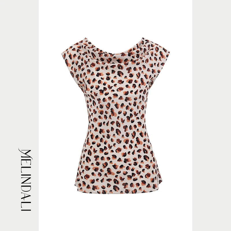 Melinda Li【优雅起义】16MM桑蚕丝双绉豹纹上衣一片式围裹半裙套装