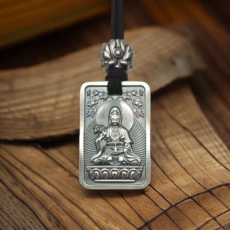 吊坠足银 999足银观音牌吊坠大慈大悲观世音吊坠