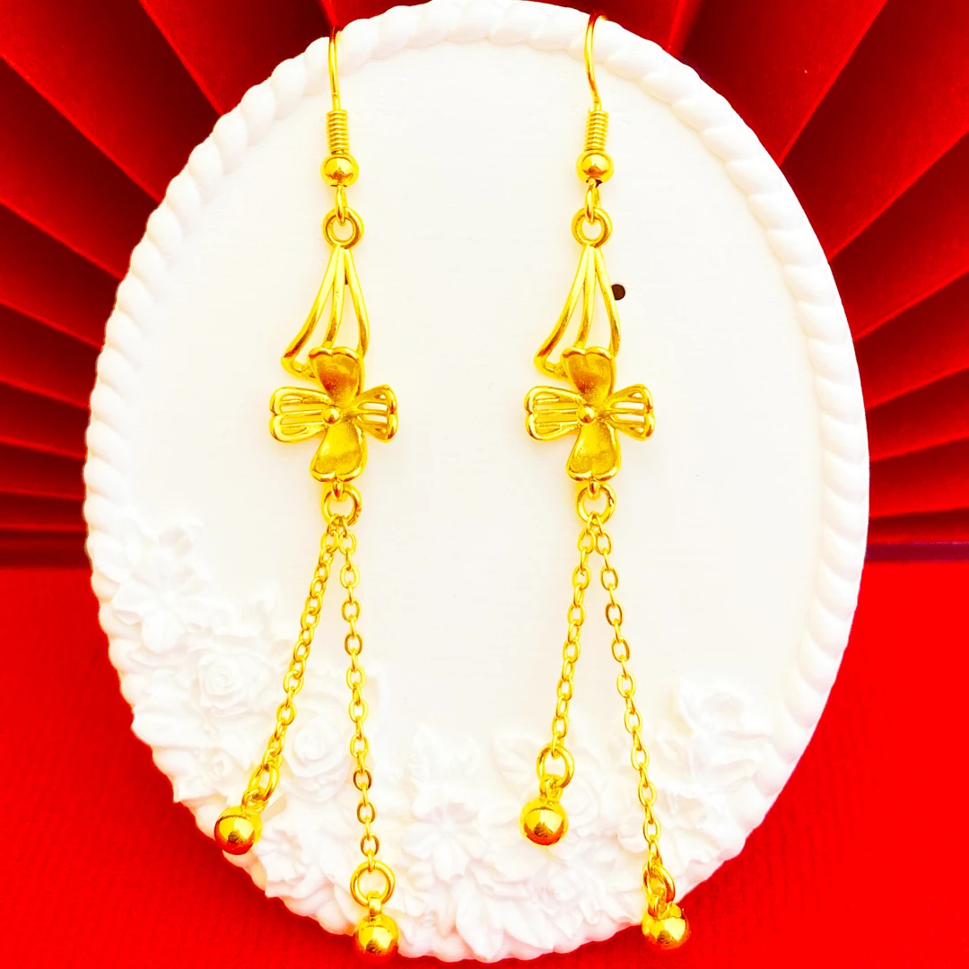 凤金彩 铜合金耳饰 气质时尚 精美长款【镂空花朵流苏耳饰】