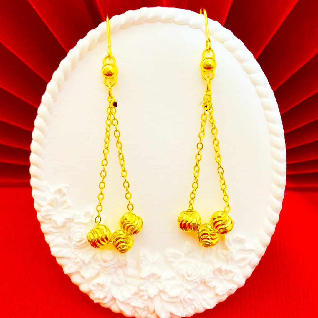 凤金彩 铜合金耳饰 气质时尚 百搭长款耳坠【三线流苏月牙珠耳钩】