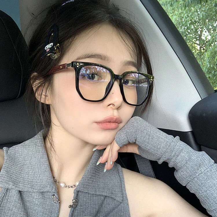素颜神器平光镜女大脸多边形粗框近视眼睛时尚高颜值网红眼镜框男