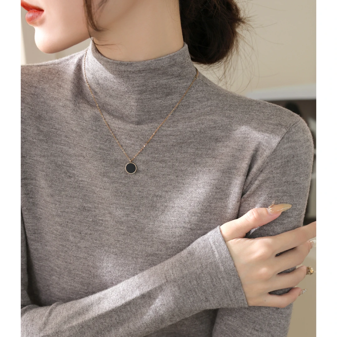 超好看穿搭毛衣女秋冬季新款慵懒风半高领长袖修身针织衫内搭上衣