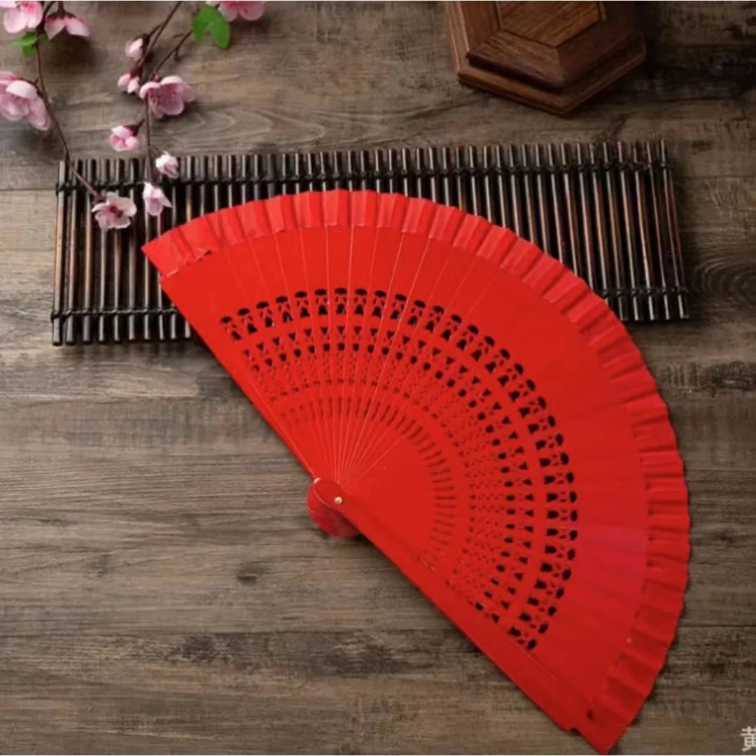 优众  好开合折扇女红色跳舞扇子古风舞蹈舞台走秀广场舞折叠扇