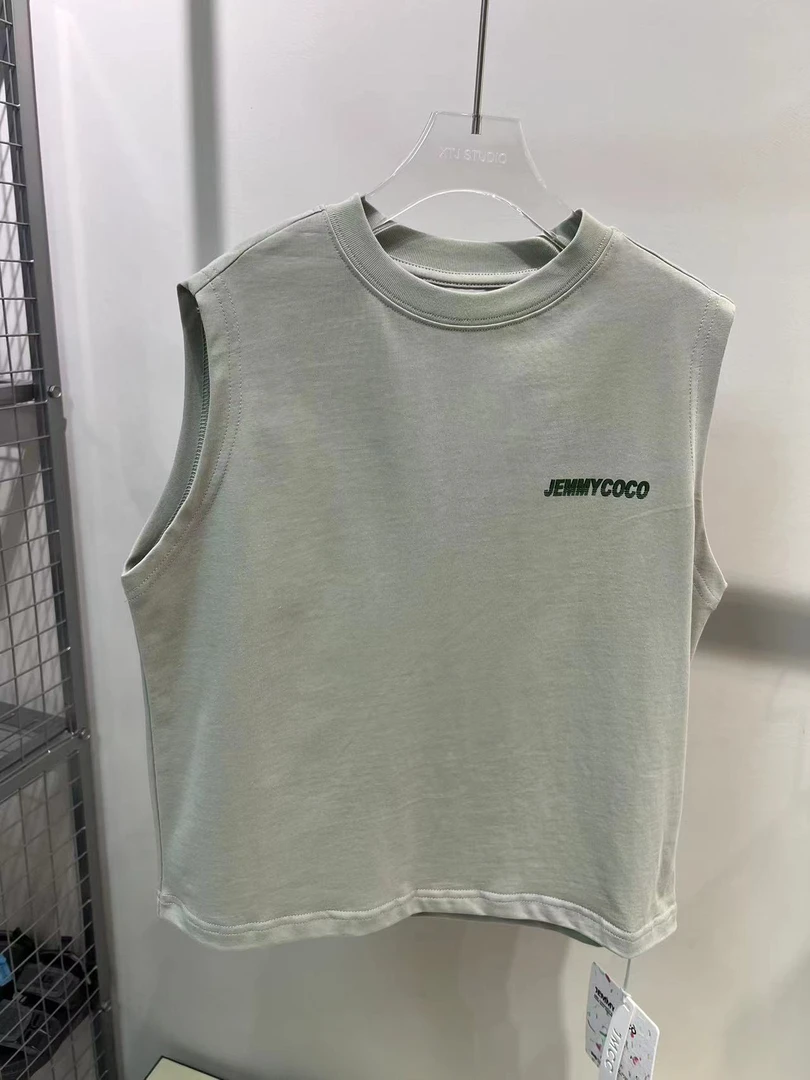 XTJ STUDIO童装 设计师款 COCO简约印花背心短袖 夏款新品