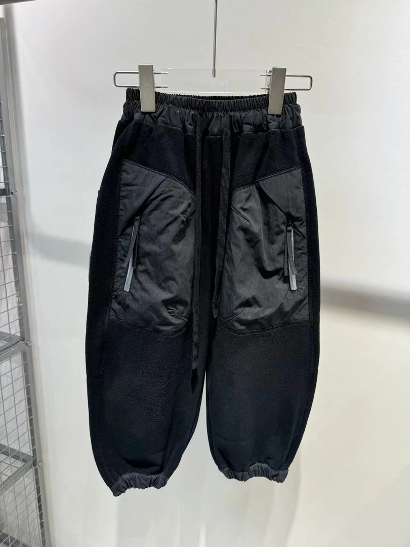 XTJ STUDIO童装 设计师款 M 带拉链大口袋加绒卫裤 冬款