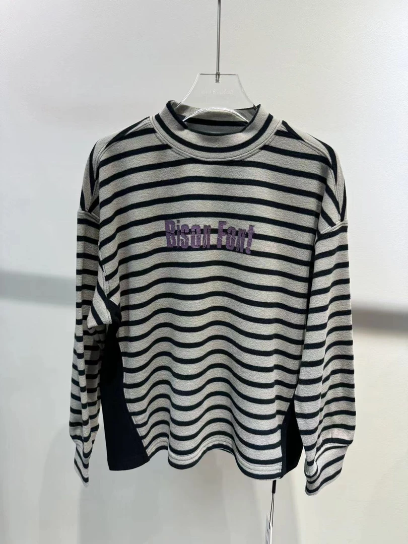 XTJ STUDIO童装 设计师款 M 条纹磨毛打底衫 冬款