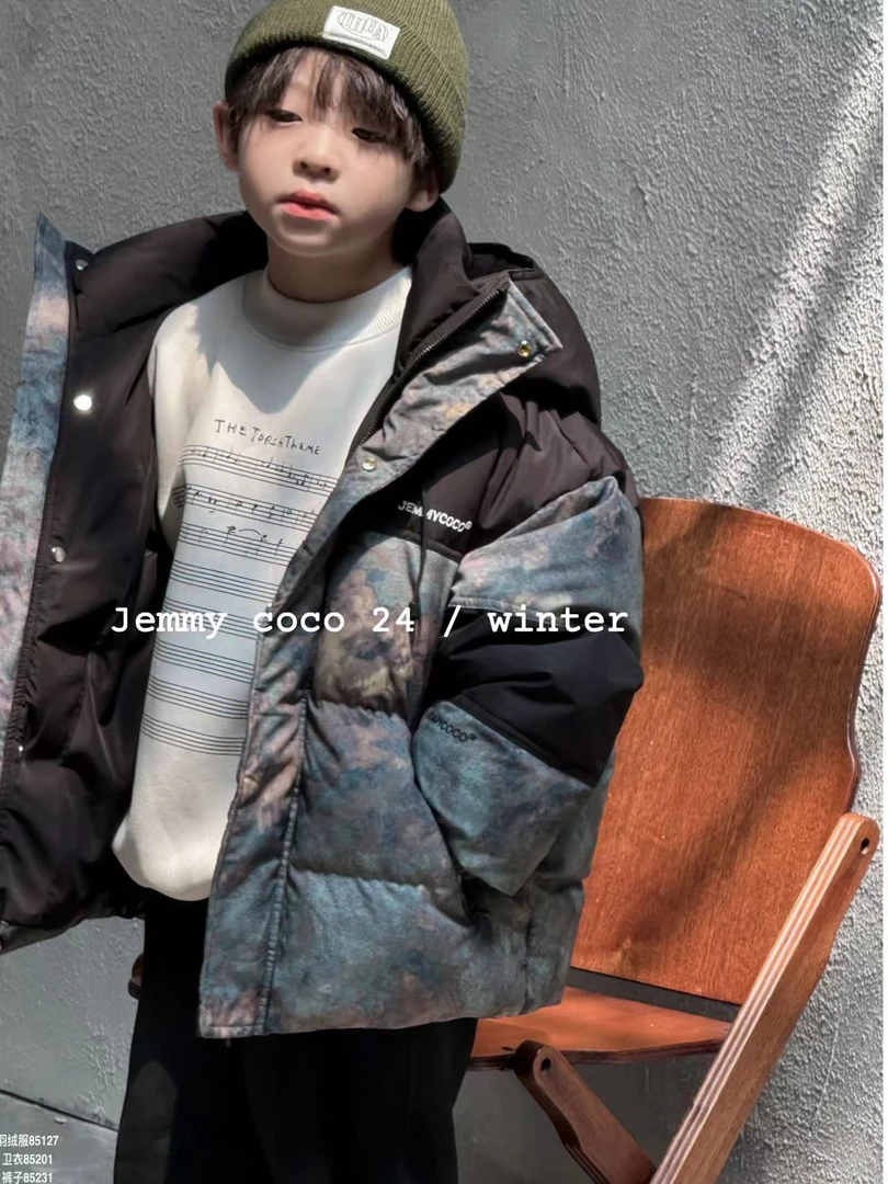 XTJ STUDIO童装 设计师款 COCO 迷彩撞色羽绒服 冬款