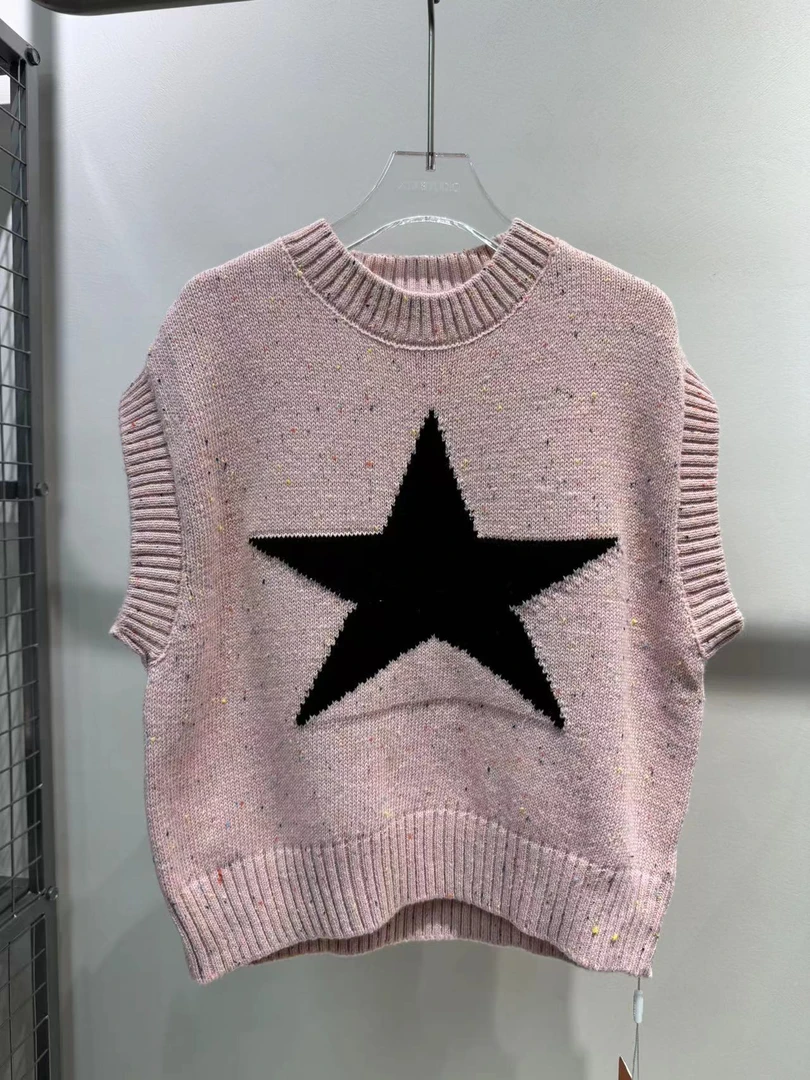 XTJ STUDIO童装 设计师款 JBB 胸口五角星图案毛衣背心 新品