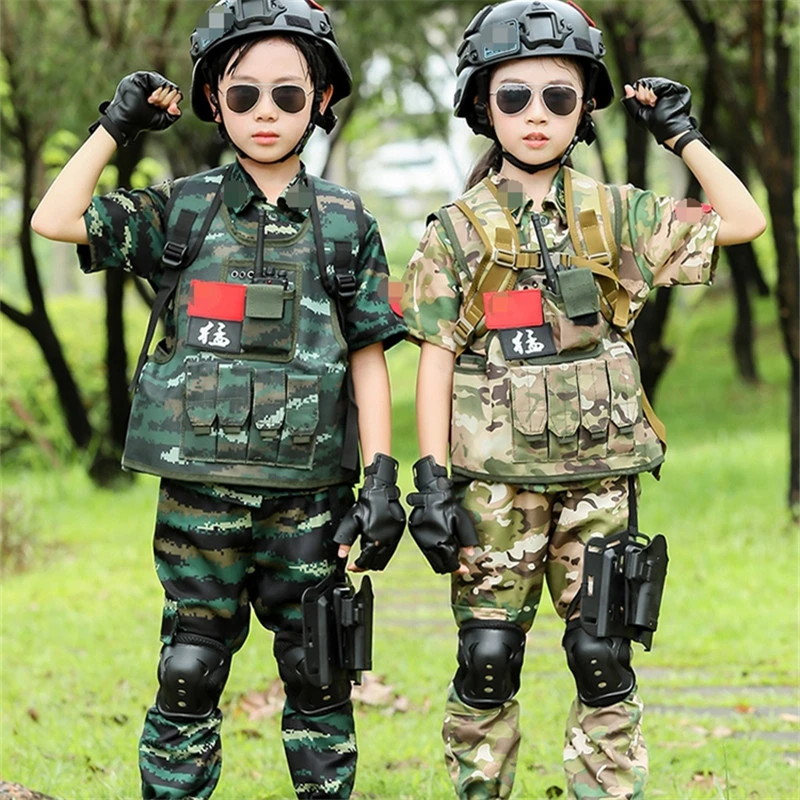 儿童迷彩服套装男女军训服短袖长袖小学生夏令营户外拓展服
