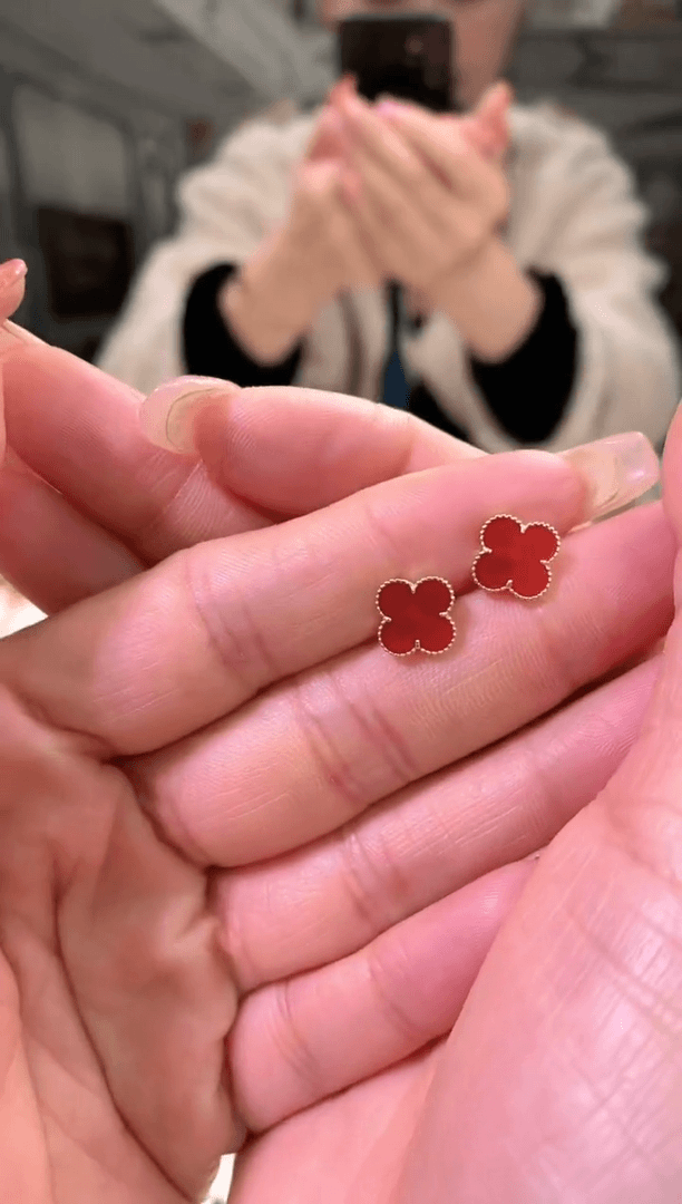 【闪购商品】玛瑙发饰18K金镶嵌红玛瑙k黄