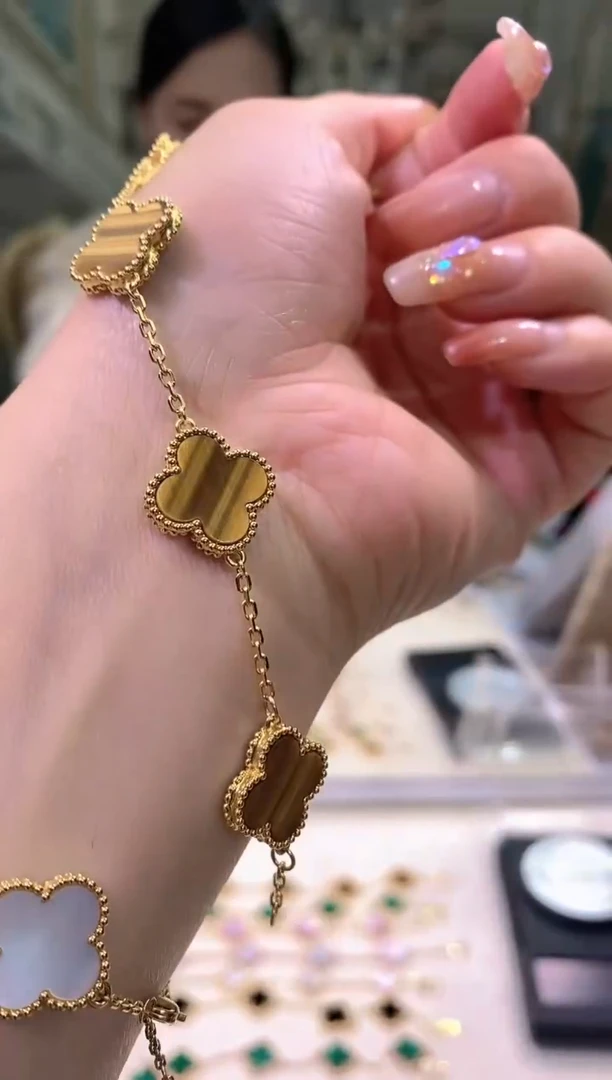 【闪购商品】木变石(虎睛石)手链18K金镶嵌虎眼石k黄