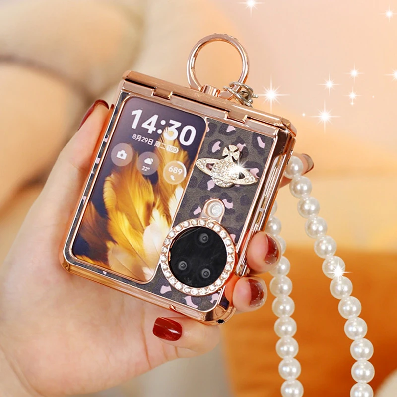 奢华豹纹适用Findn3flip手机壳斜挎折叠防摔女oppofindn3flip新款