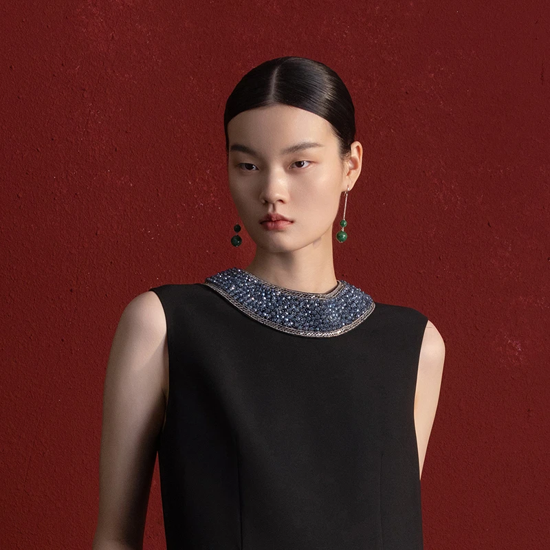 生活在左走秀同款云肩水晶手工定制改良新品时尚配饰小披肩女