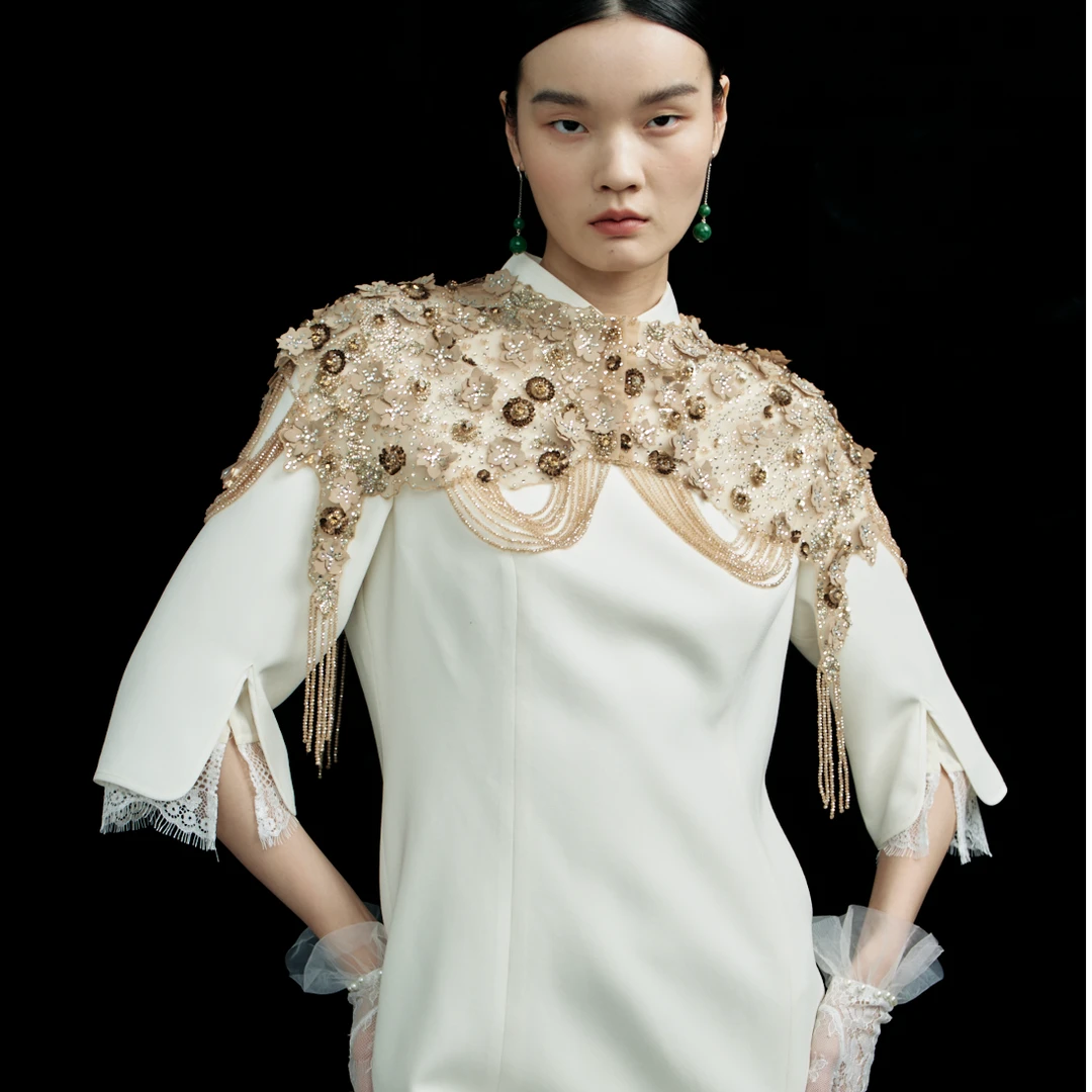 【定制/联系客服】生活在左走秀同款云肩改良刺绣优雅气质配饰披肩