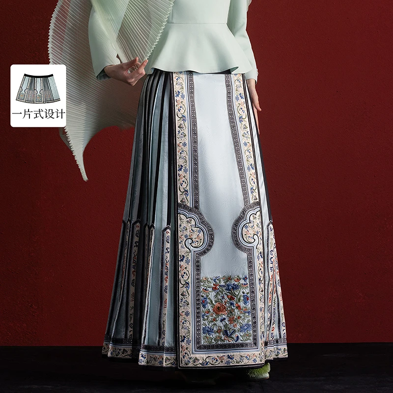 生活在左竹子提花改良马面裙绣花一片式国风2025春季新品半身裙