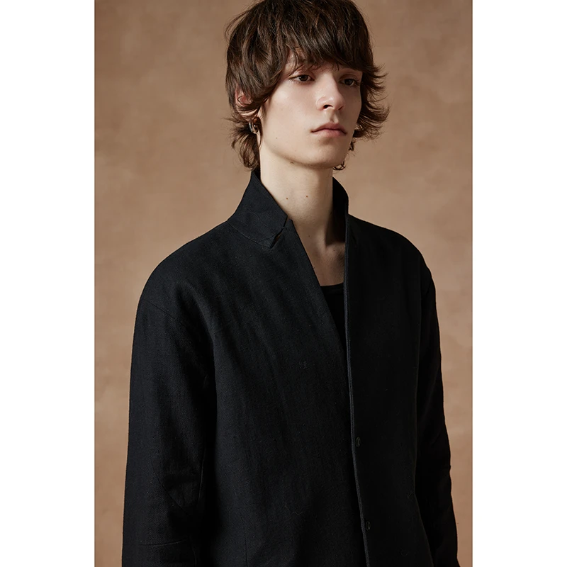 CRINS/24FW/辉耀·绛/棉麻双色立体匠人剪裁戗驳立领衬衫小西装