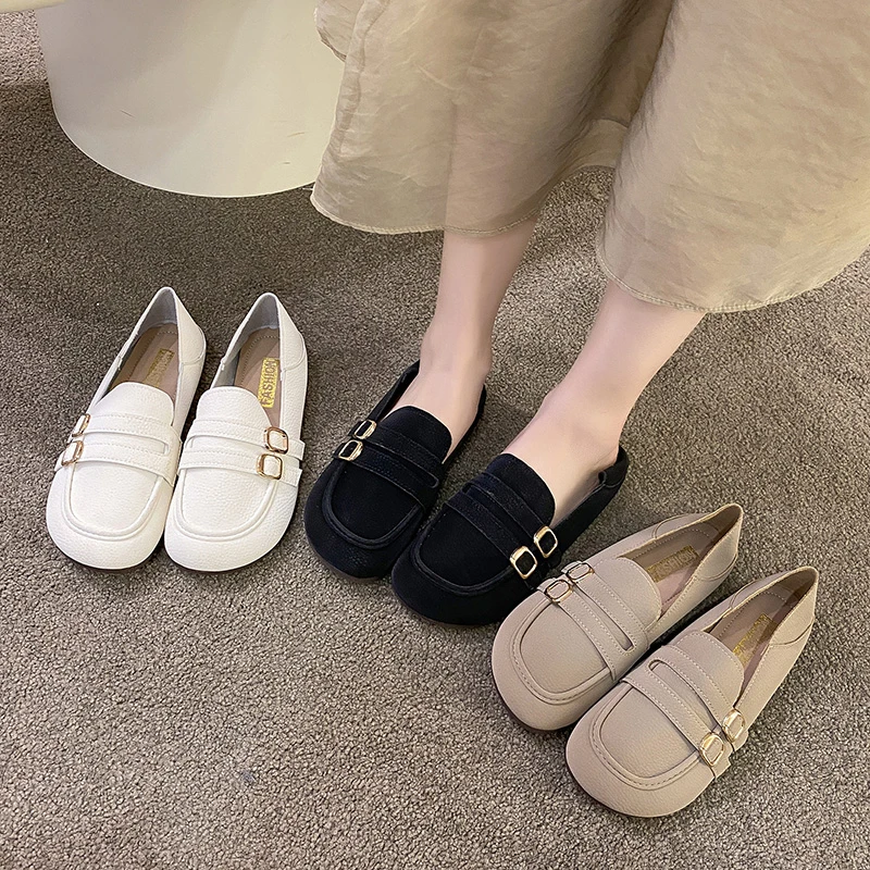 2025春季新款休闲耐磨软底妈鞋平底荔枝纹防滑百搭舒适洋气时尚