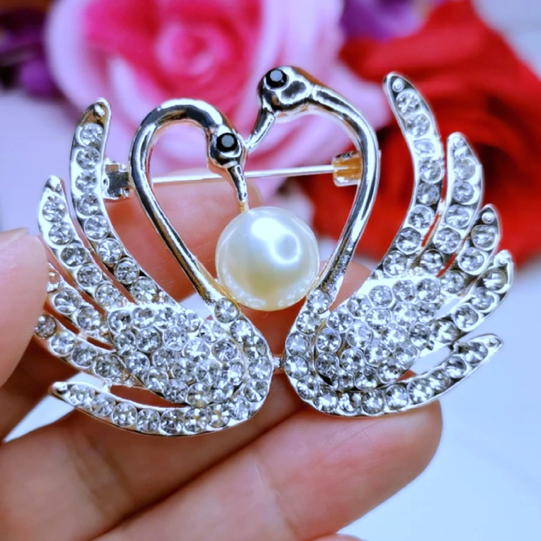 合金胸针 074 时尚百搭浪漫双天鹅胸针 5cm