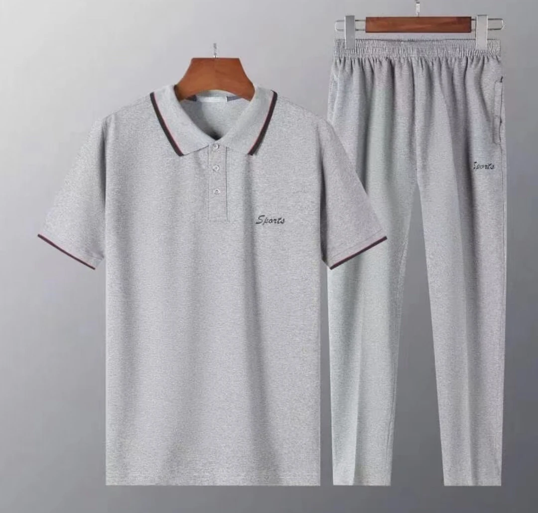 套装男士休闲翻领透气运动服薄款大码