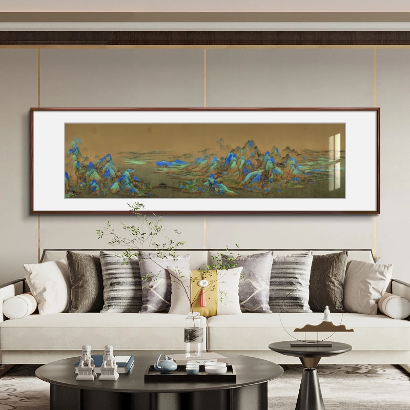 王希孟_千里江山图 中式山水画国画办公室客厅沙发背景墙装饰画