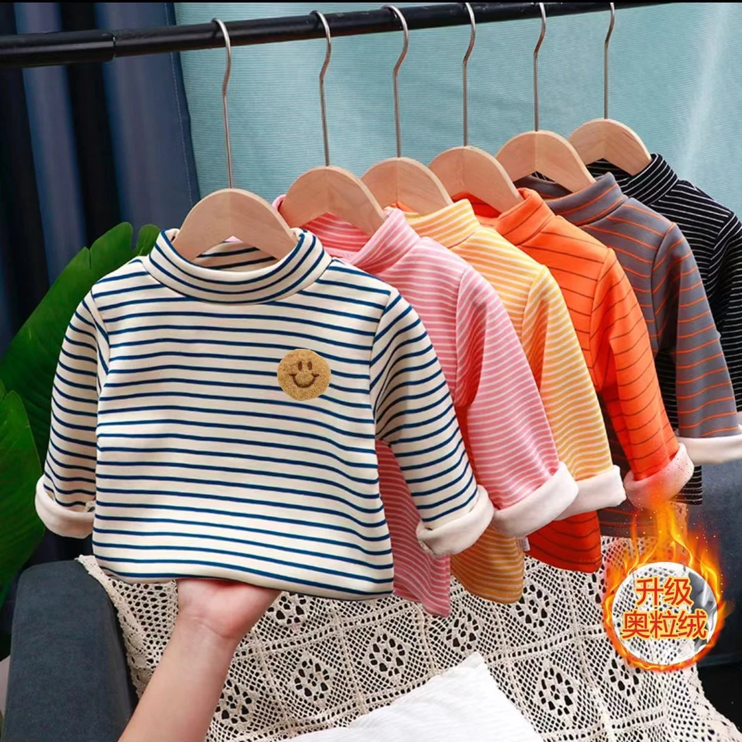 【450克】儿童男女2024加绒打底冬季新款女童洋气上衣保暖高领T恤