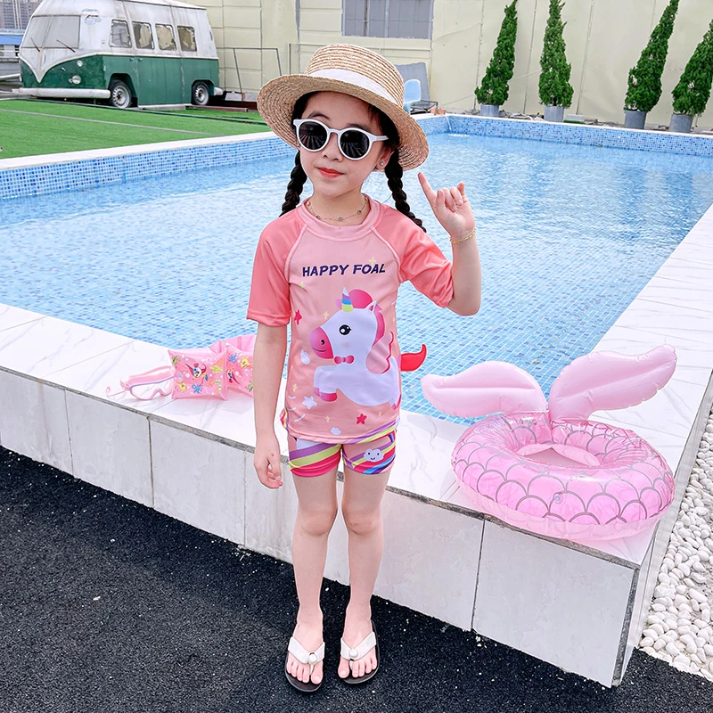 女童泳衣婴儿分体儿童短袖游泳衣女孩中小童宝宝泳装夏季潮童