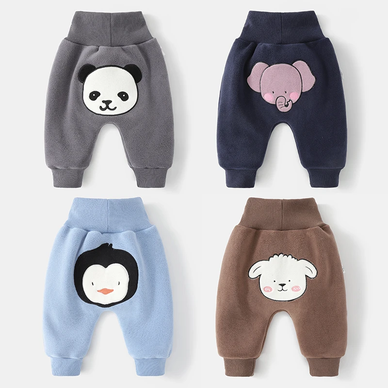 婴儿奥利绒裤子秋季宝宝大屁屁裤春秋衣服童装男高腰pp裤护肚秋装
