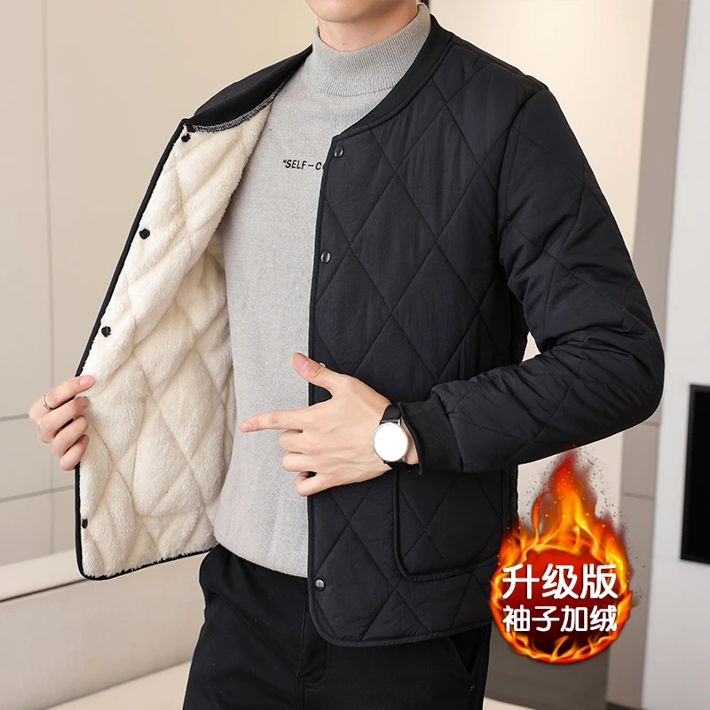 内胆棉衣男秋冬内穿加绒保暖小棉袄青年爸爸打底休闲棉服加厚外套