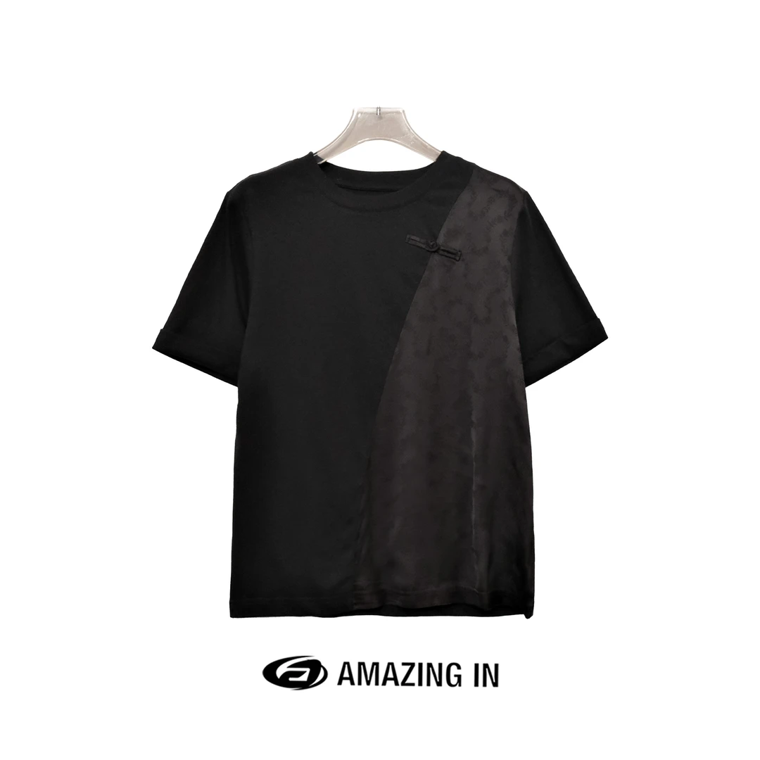 AMAZING IN “晚照”100长绒棉新中式拼接T恤 A240424-LJ-LH-2F95