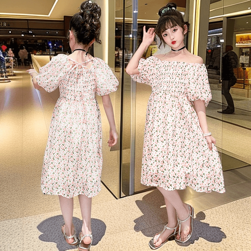 女童夏装连衣裙2024新款儿童洋气甜美女孩夏季裙子碎花短袖公主裙