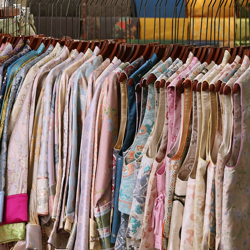 直播间特价专拍 新中式传统真丝国风桑蚕丝宋锦香云纱成衣