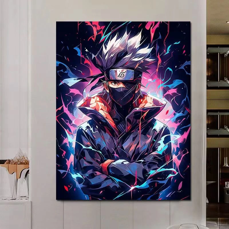 火影忍者卡卡西diy数字油画手工填色画油彩画卡通人物涂色装饰画
