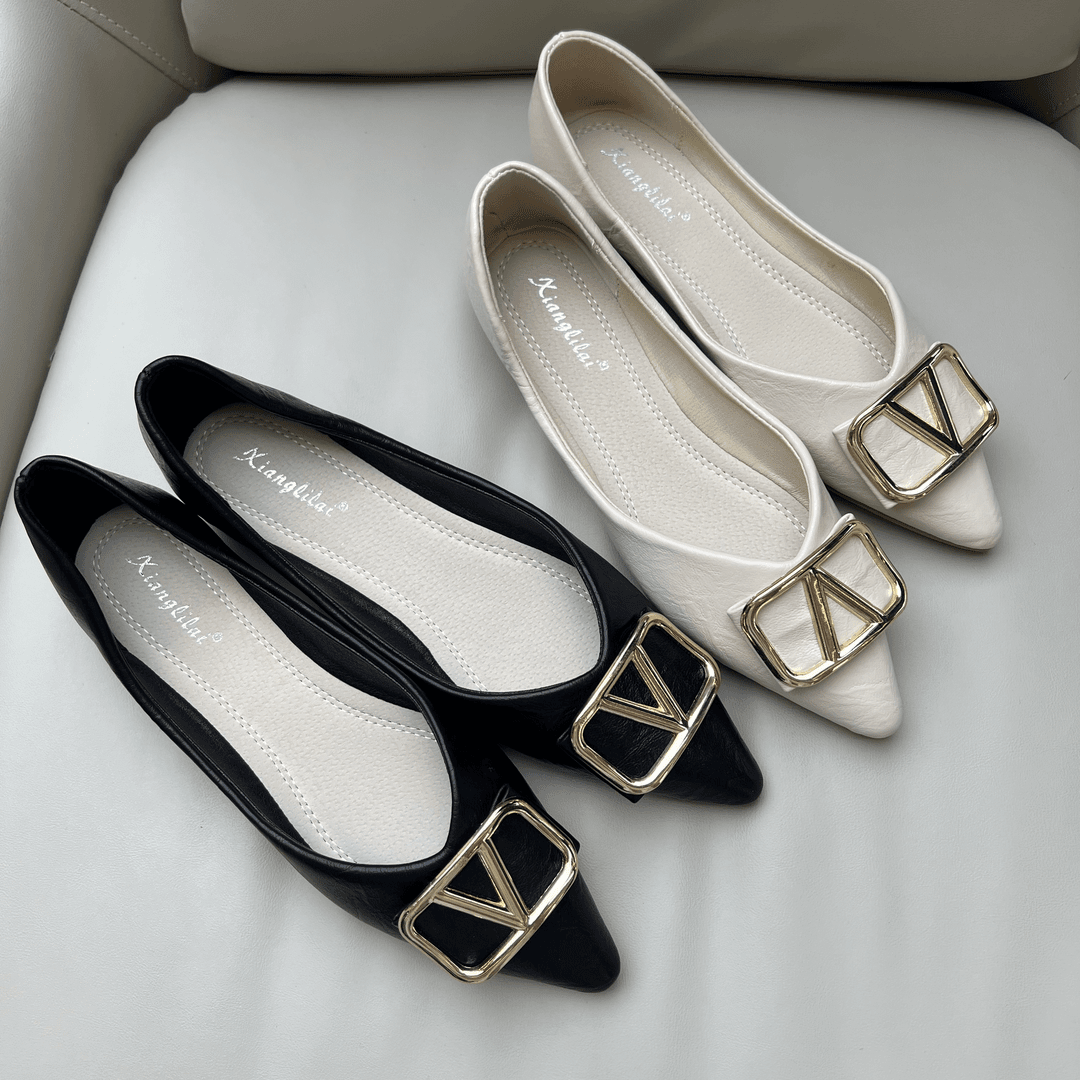 B217秋新款鞋子百搭平底单鞋女尖头网红浅口时尚瓢鞋软底豆豆鞋女